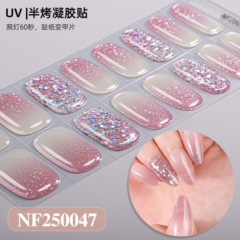Nail stickers + paper box + alcohol pack + nail scraper + wooden stick / NF (16)