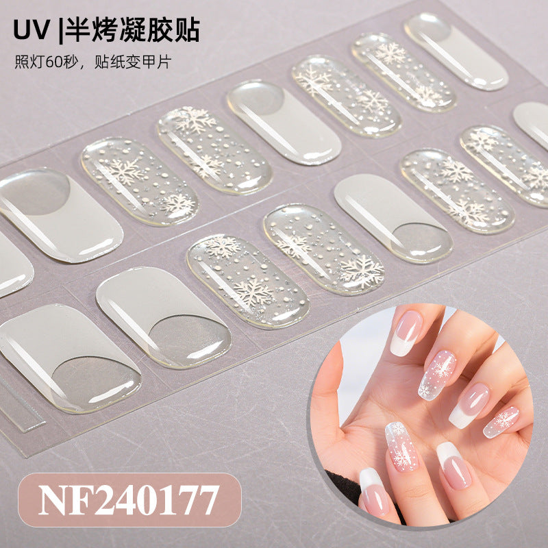 Nail stickers + paper box + alcohol pack + nail scraper + wooden stick / NF (21)
