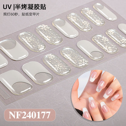 Nail stickers + paper box + alcohol pack + nail scraper + wooden stick / NF (21)