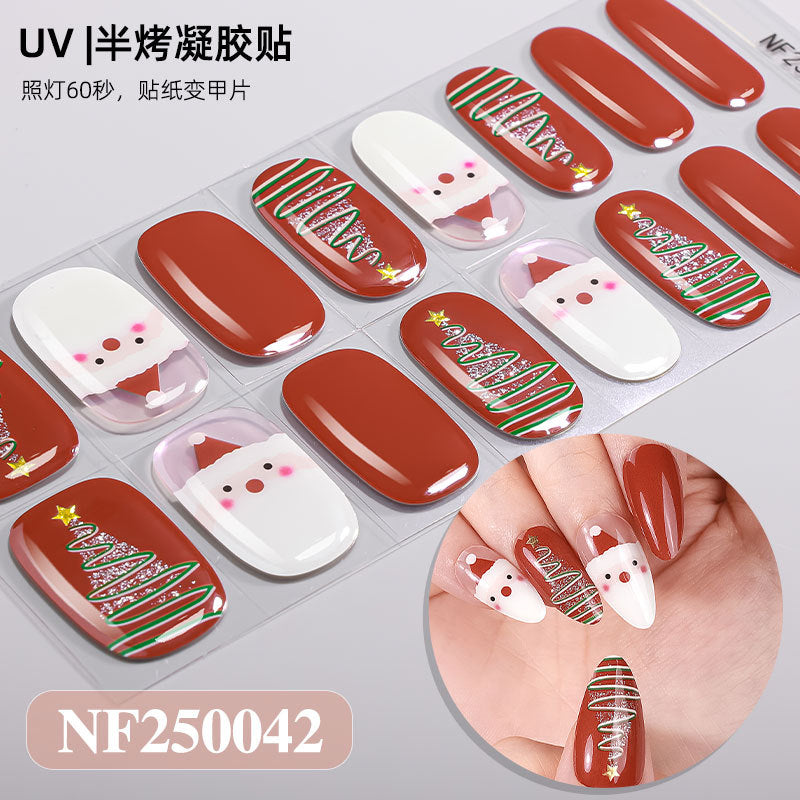 Nail stickers + paper box + alcohol pack + nail scraper + wooden stick / NF (11)
