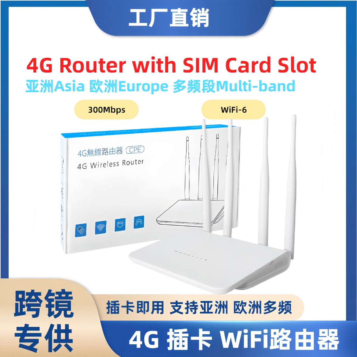Global version 4G wireless WiFi router GlobalHomeSharedMultiPortSIMCardRouter