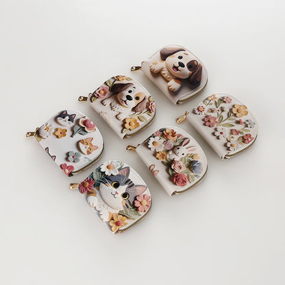 Cute cartoon wallet, card holder, universal handheld shoulder bag, Korean style