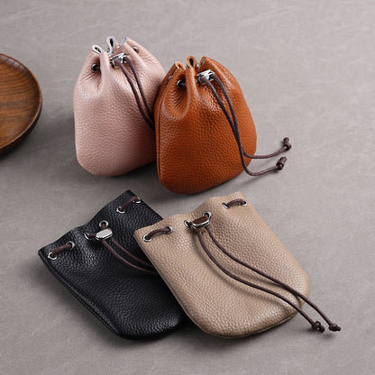 Leather wallet, organizer bag, card holder, cards, storage system, drawstring, genuine leather