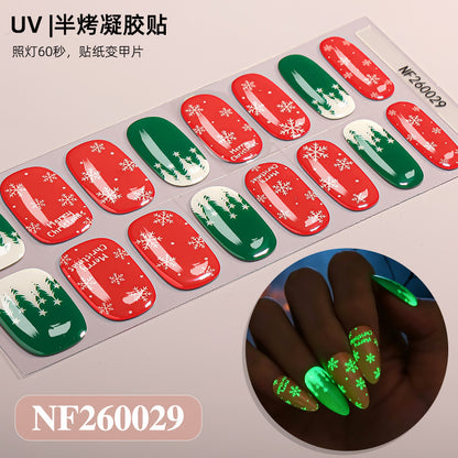 Nail stickers + paper box + alcohol pack + nail scraper + wooden stick / NF260029 luminous model