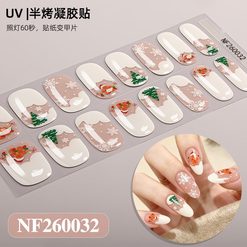 Nail stickers + paper box + alcohol pack + nail scraper + wooden stick / NF (5)