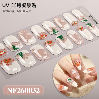 Nail stickers + paper box + alcohol pack + nail scraper + wooden stick / NF (5)