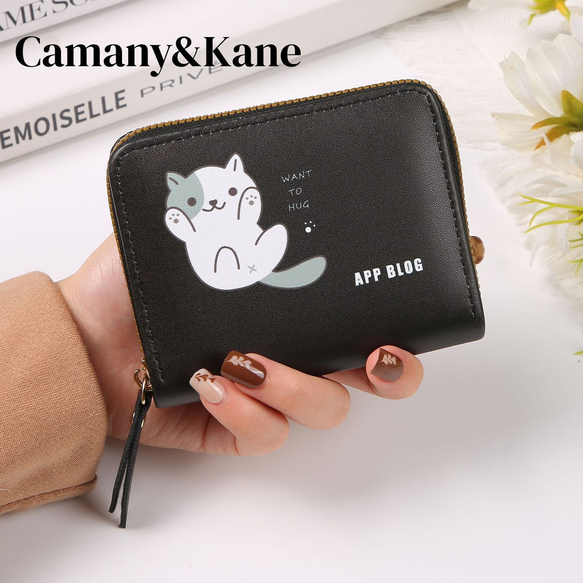 Japanese small design brand card holder, wallet, shoulder bag with zipper