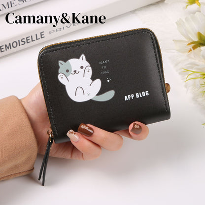 Japanese small design brand card holder, wallet, shoulder bag with zipper