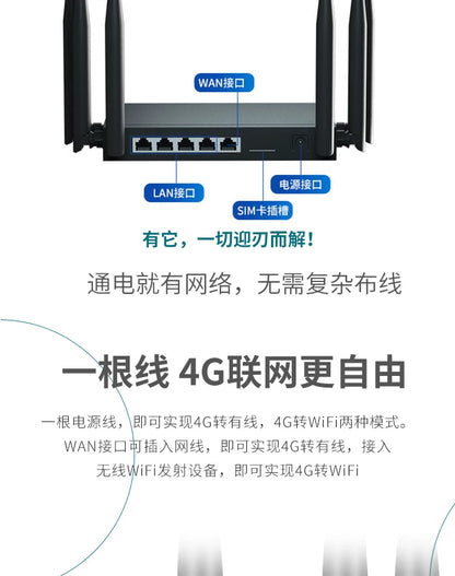 4G wireless router industrial -grade mobile portable WIFI plug -in free broadband telecommunications