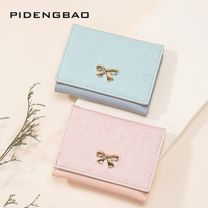 2026 cross-border new creative firework pattern imitation velvet women's tri-fold wallet multi-card 
