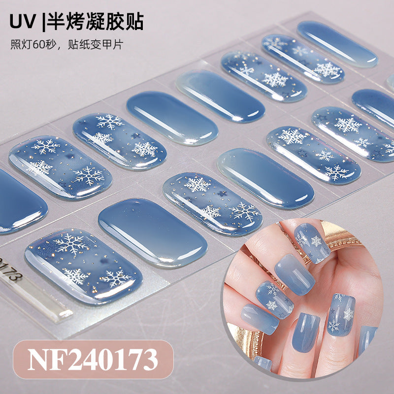 Nail stickers + paper box + alcohol pack + nail scraper + wooden stick / NF (19)