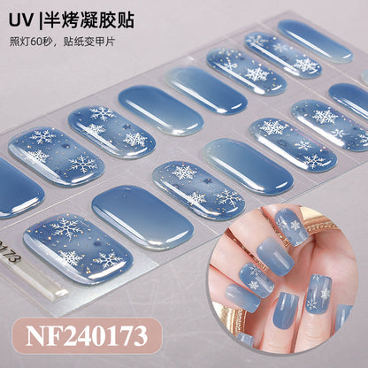 Nail stickers + paper box + alcohol pack + nail scraper + wooden stick / NF (19)