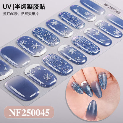 Nail stickers + paper box + alcohol pack + nail scraper + wooden stick / NF (14)