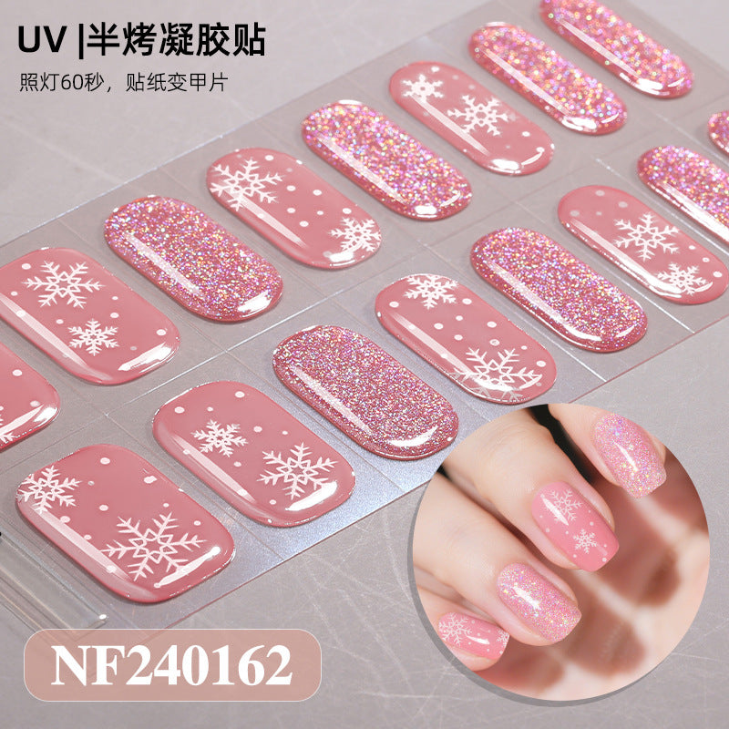 Nail stickers + paper box + alcohol pack + nail scraper + wooden stick / NF (17)