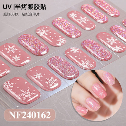 Nail stickers + paper box + alcohol pack + nail scraper + wooden stick / NF (17)