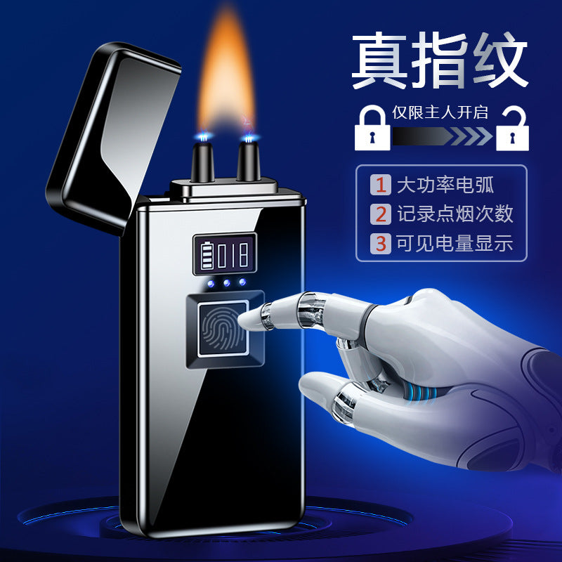 Real fingerprint high power high flame rechargeable lighter men's gift birthday gift electronic rech