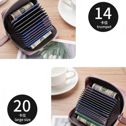 Card holder, capacious small cards with zipper, genuine leather, anti-theft, bank card, new collecti