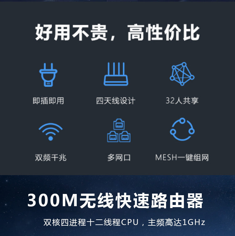 300M wireless WiFi household commercial full network throughout the network adaptation MTK7628 chips