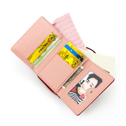 (), short wallet, small clutch bag, shoulder bag with zipper, Korean style