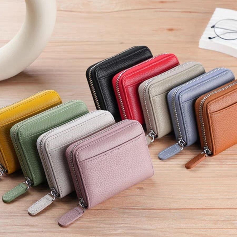 Card holder, capacious small cards with zipper, genuine leather, anti-theft, bank card, new collecti