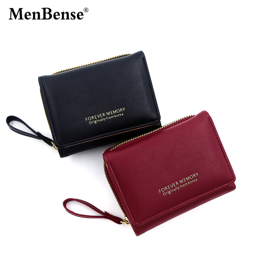 (), short wallet, small clutch bag, shoulder bag with zipper, Korean style