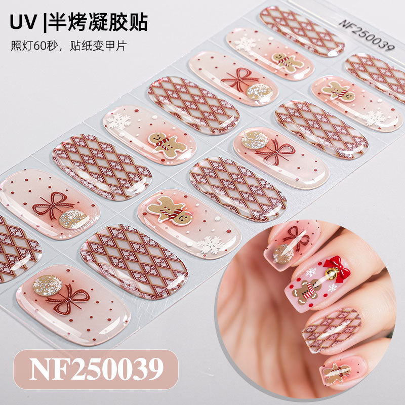 Nail stickers + paper box + alcohol pack + nail scraper + wooden stick / NF (8)