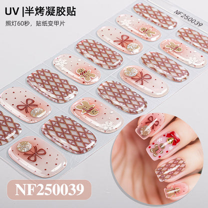 Nail stickers + paper box + alcohol pack + nail scraper + wooden stick / NF (8)