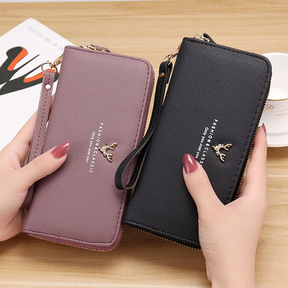 (Cross-border trading), (), long wallet, chain with zipper, capacious small clutch bag, hand loop ba