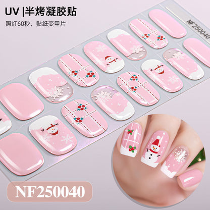 Nail stickers + paper box + alcohol pack + nail scraper + wooden stick / NF (9)