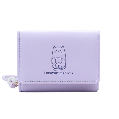 Brand Japanese cute short wallet, capacious card holder with zipper, strap, small clutch bag