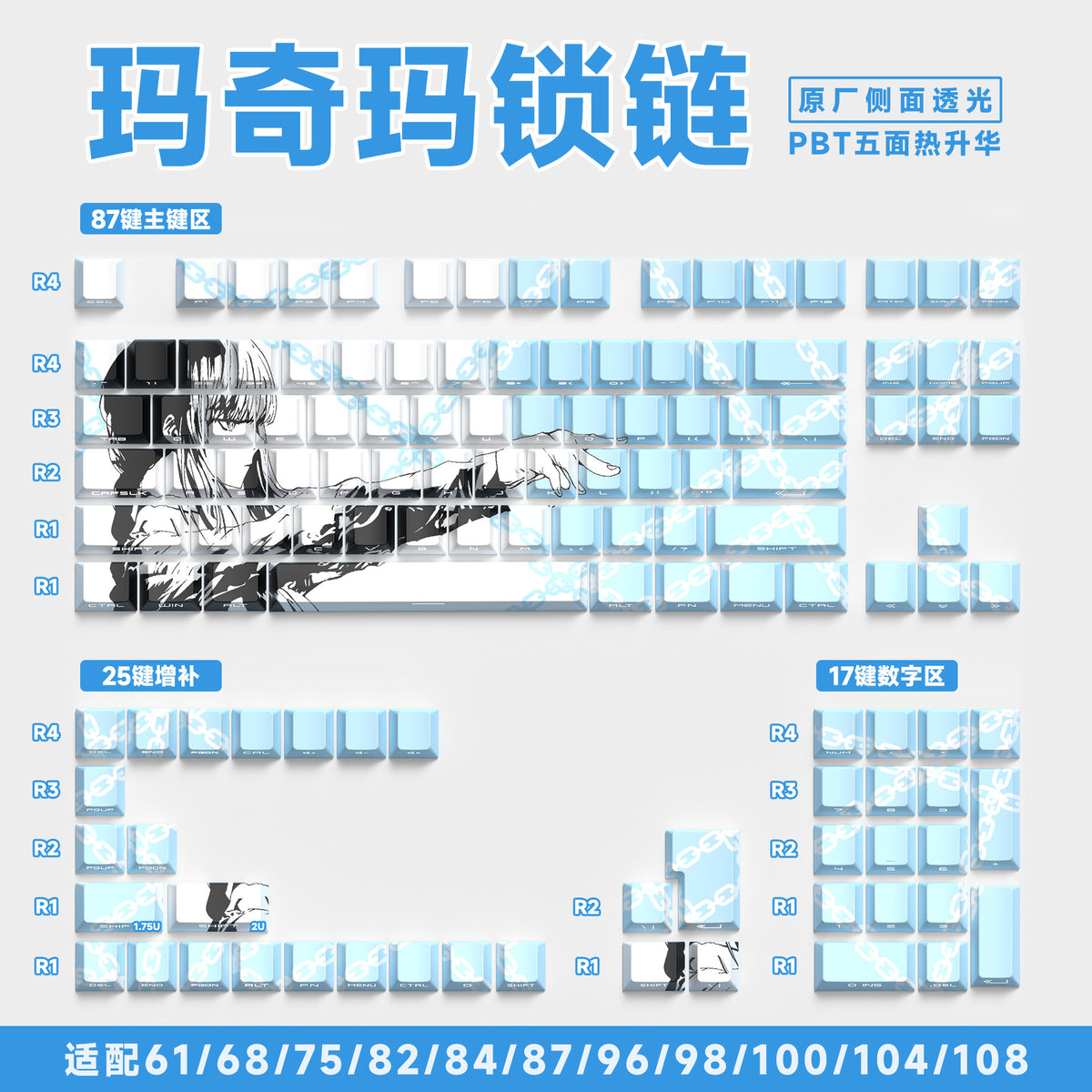 [Blue Chain] Original side engraved 129 keys English [Boxed]