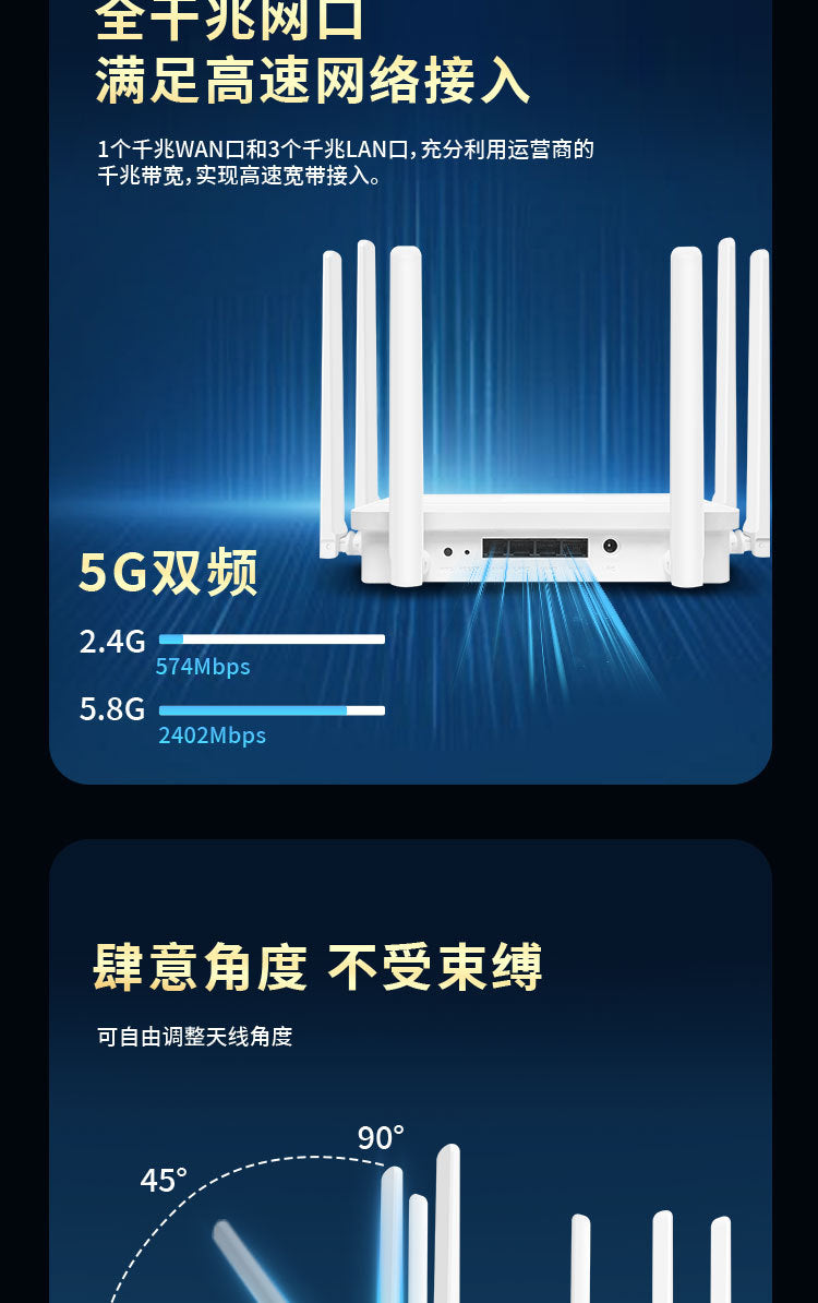 WIFI6 Gigabit High Speed ​​AX3000 home router 5G dual -frequency wall -piercing king whole house cov