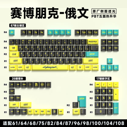 [Yellow Cyberpunk] Original factory side engraved 129 keys Russian [Boxed]