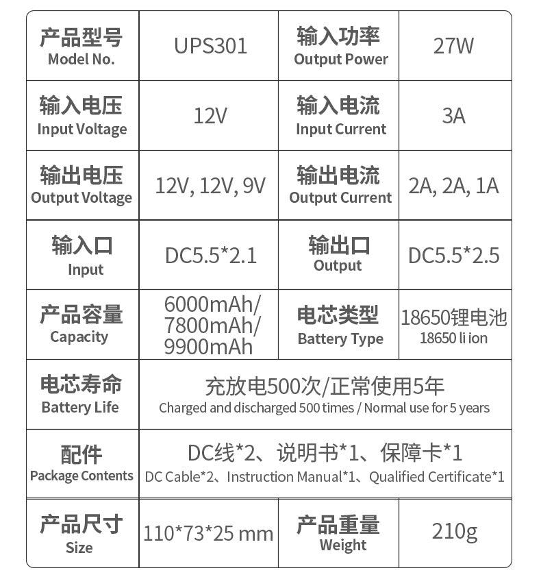 WGP Mini UPS uninterruptible power supply DC12V/9V optical modem router backup cross-border spot