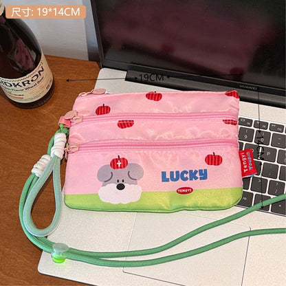 Apple, fuchsia passport bag, strap / 19*14cm