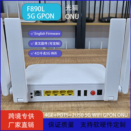 Optical cat F890L 5G WiFi6 ONT ONU Gpon 4 Gigabit port dual-band English firmware foreign trade mode