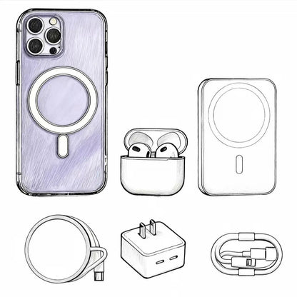 Set, wireless charger, headphones, gift box charging, 17, 17promax - Front View